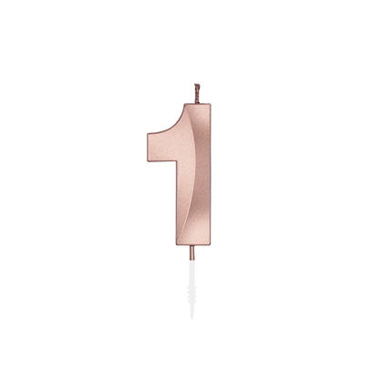 Candela da 1 anno, oro rosa metallizzato, 6 cm