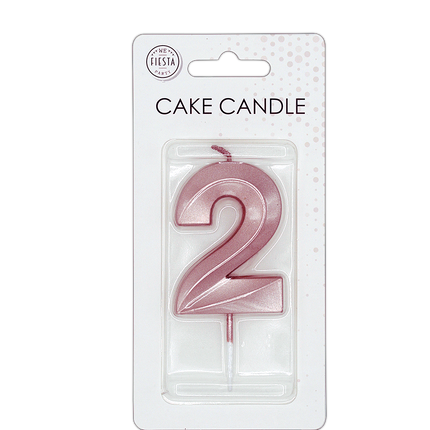 Candela da 2 anni, oro rosa metallizzato, 6 cm