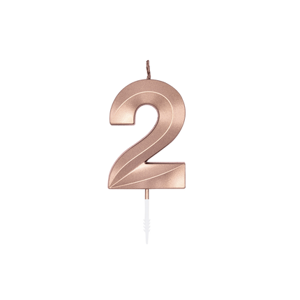 Candela da 2 anni, oro rosa metallizzato, 6 cm