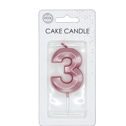 Candela da 3 anni, oro rosa metallizzato, 6 cm