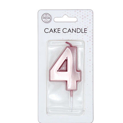 Candela da 4 anni, oro rosa metallizzato, 6 cm