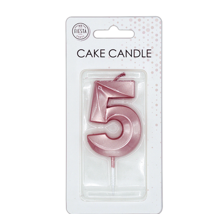 Candela “5 anni” in oro rosa metallizzato, 6 cm