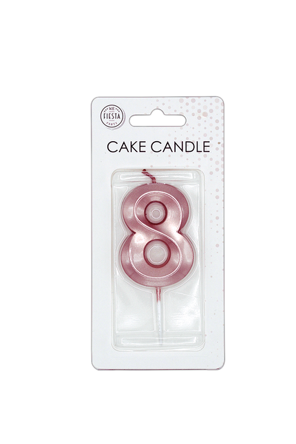 Candela "8 anni" in oro rosa metallizzato, 6 cm