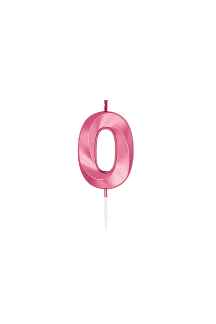 Candela "0 anni" rosa metallizzato, 6 cm