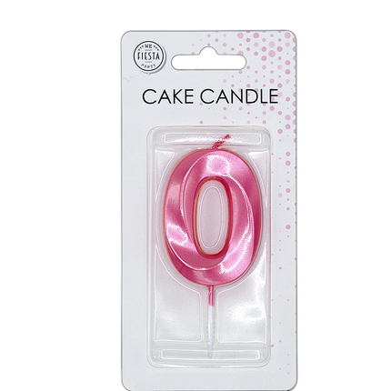 Candela "0 anni" rosa metallizzato, 6 cm