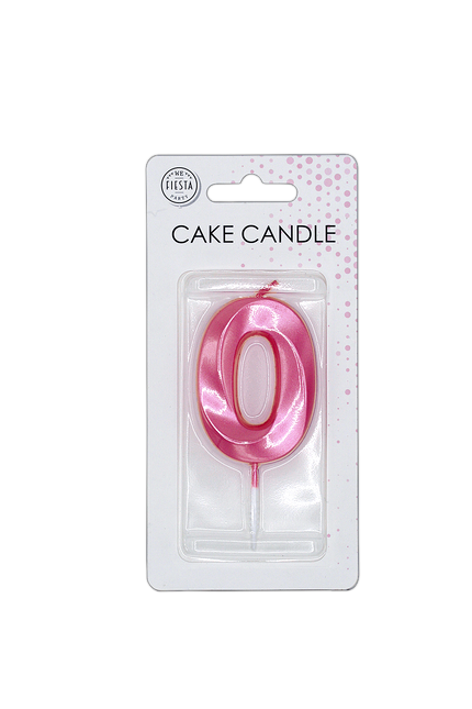 Candela "0 anni" rosa metallizzato, 6 cm