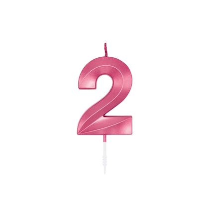 Candela da 2 anni, rosa metallizzato, 6 cm