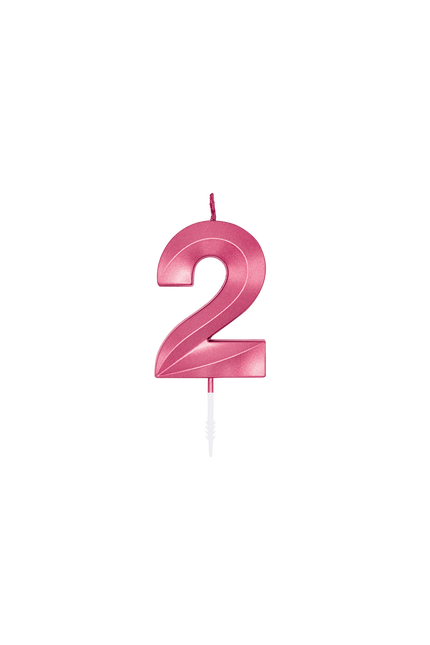Candela da 2 anni, rosa metallizzato, 6 cm