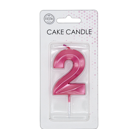 Candela da 2 anni, rosa metallizzato, 6 cm