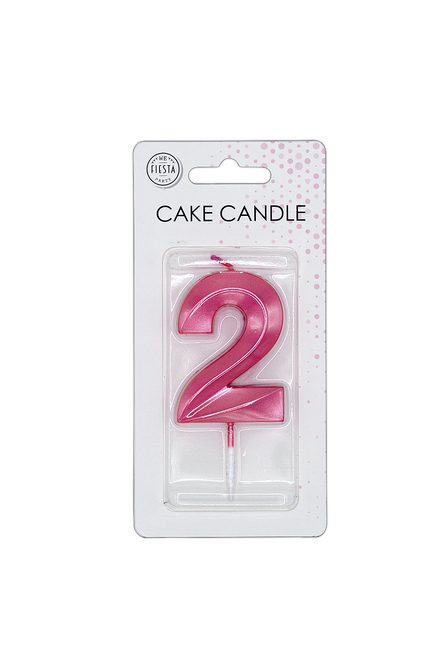 Candela da 2 anni, rosa metallizzato, 6 cm