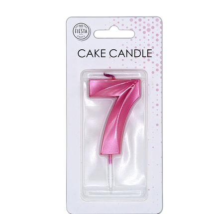 Candela “7 anni” rosa metallizzato, 6 cm