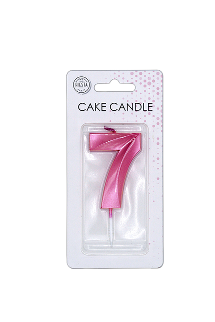 Candela “7 anni” rosa metallizzato, 6 cm