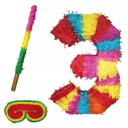 Set piñata con il numero 3, 3 pezzi, 45 cm
