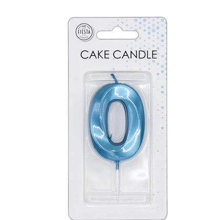 Candela "0 anni" blu metallizzato, 6 cm