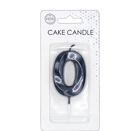Candela "0 anni" nera metallizzata, 6 cm