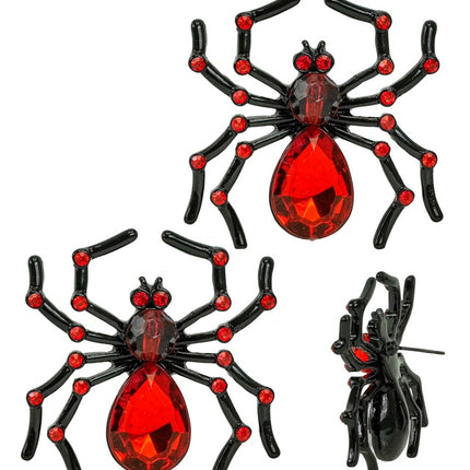 ORECCHINI RAGNO CON PIETRE ROSSE E STRASS