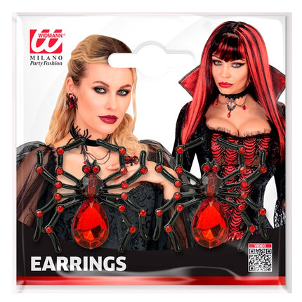 ORECCHINI RAGNO CON PIETRE ROSSE E STRASS