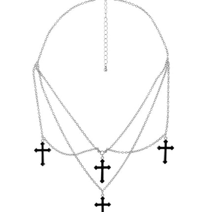 COLLANA CON CROCI NERA