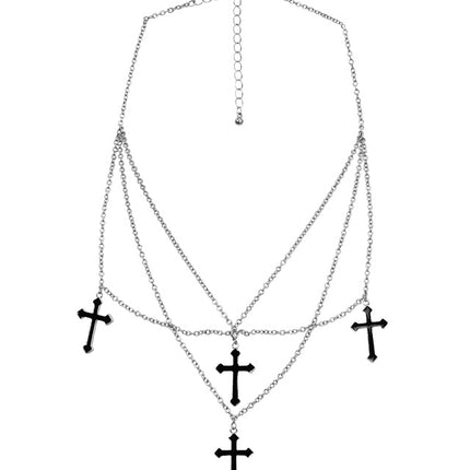 COLLANA CON CROCI NERA