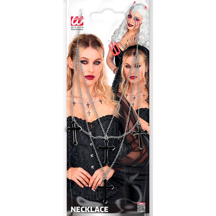 COLLANA CON CROCI NERA