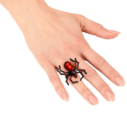 ANELLO RAGNO CON GEMME ROSSE E STRASS