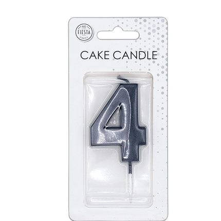 Candela "4 anni", nera metallizzata, 6 cm