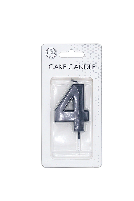 Candela "4 anni", nera metallizzata, 6 cm