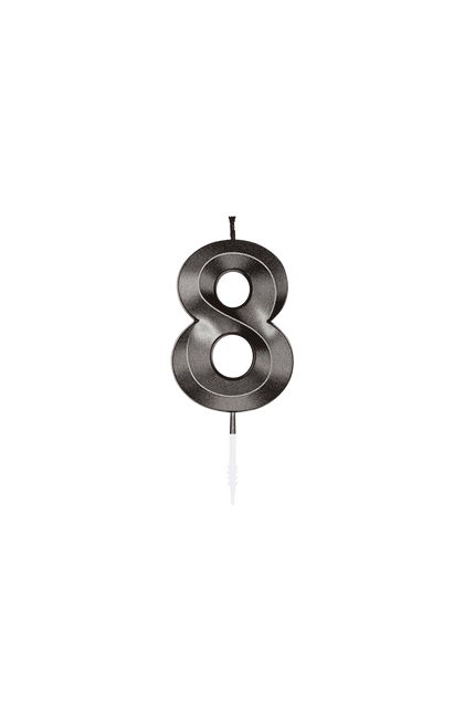 Candela “8 anni” nera metallizzata, 6 cm