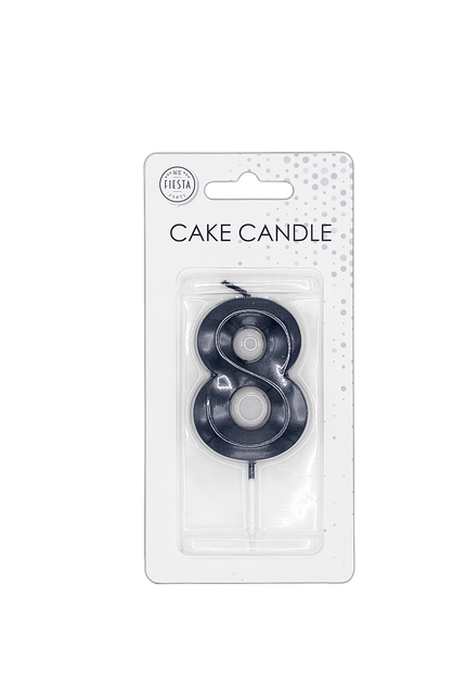Candela “8 anni” nera metallizzata, 6 cm