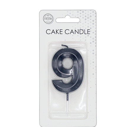 9 Candela nera metallizzata 6 cm