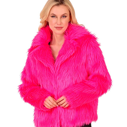 Cappotto di pelliccia Peluche Donna Rosa Neon