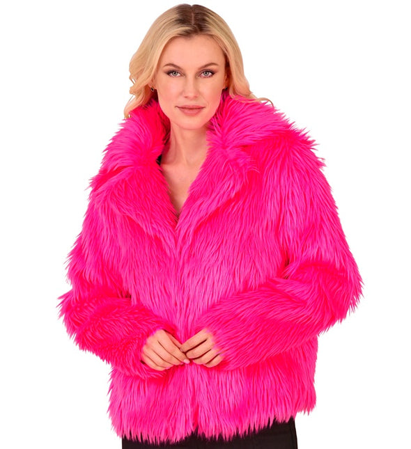 Cappotto di pelliccia Peluche Donna Rosa Neon