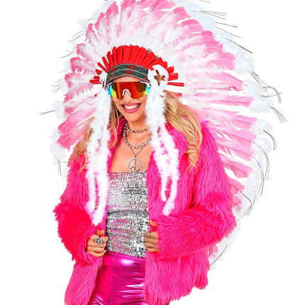 Cappotto di pelliccia Peluche Donna Rosa Neon