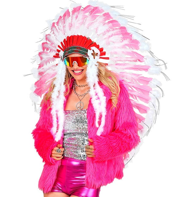 Cappotto di pelliccia Peluche Donna Rosa Neon