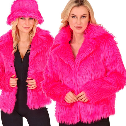 Cappotto di pelliccia Peluche Donna Rosa Neon