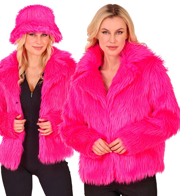 Cappotto di pelliccia Peluche Donna Rosa Neon