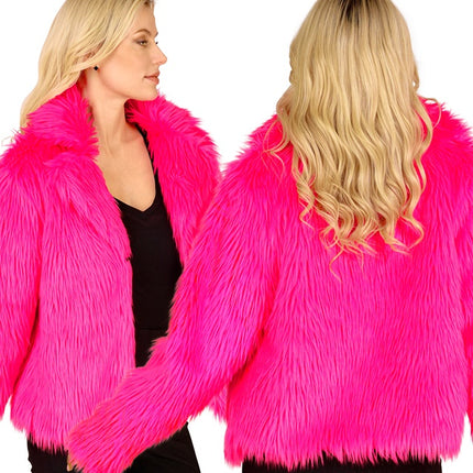 Cappotto di pelliccia Peluche Donna Rosa Neon