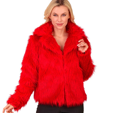 Cappotto di pelliccia da donna in peluche rosso
