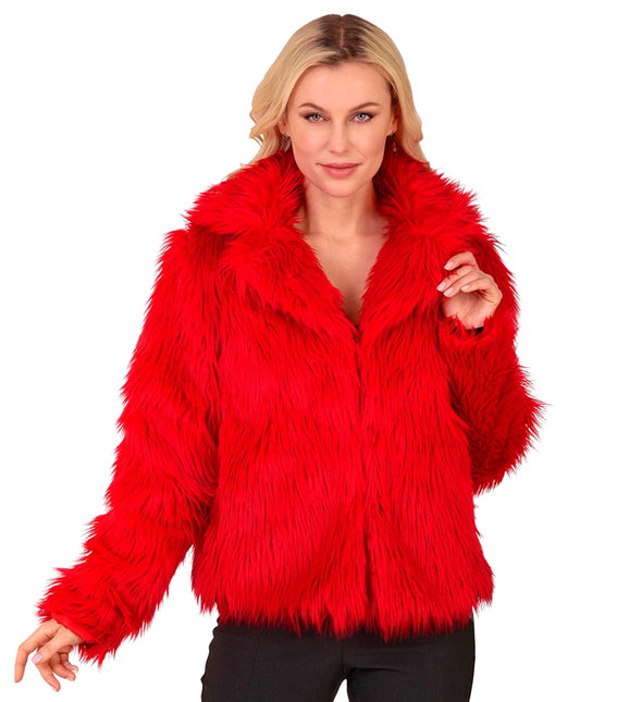 Cappotto di pelliccia da donna in peluche rosso