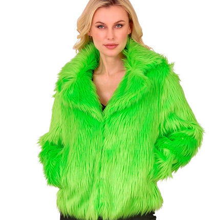 Cappotto di pelliccia Peluche Verde Neon Donna