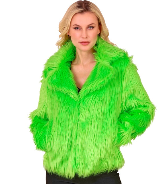Cappotto di pelliccia Peluche Verde Neon Donna