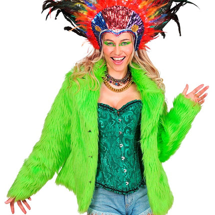 Cappotto di pelliccia Peluche Verde Neon Donna