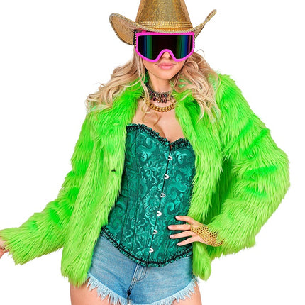 Cappotto di pelliccia Peluche Verde Neon Donna