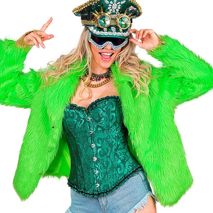 Cappotto di pelliccia Peluche Verde Neon Donna