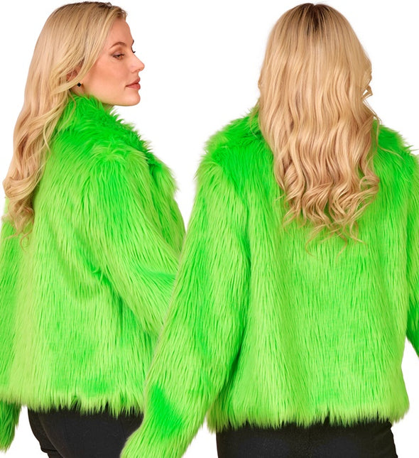 Cappotto di pelliccia Peluche Verde Neon Donna