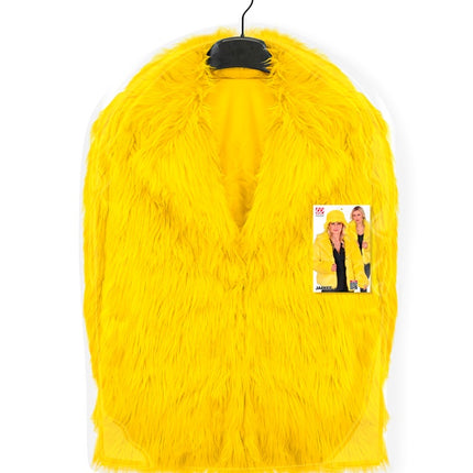 Cappotto di pelliccia peluche da donna giallo