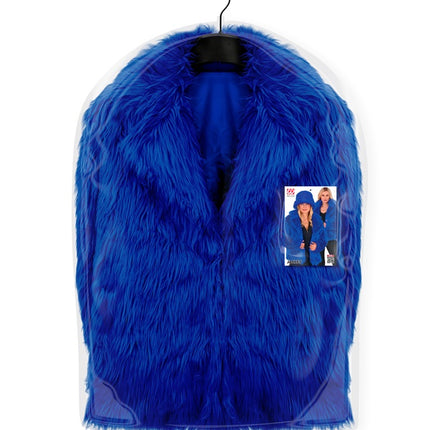 Cappotto di pelliccia peluche blu da donna