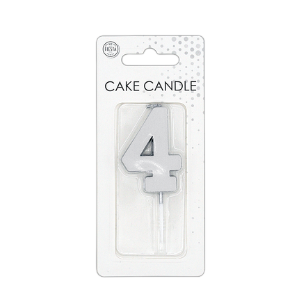 4 candeline argento metallizzato da 4,5 cm