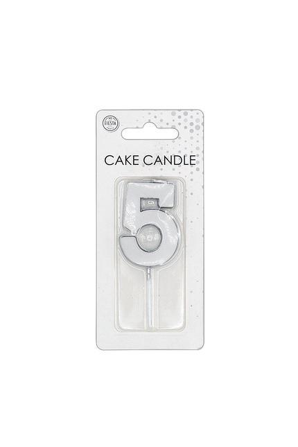 5 candela argento metallizzato 4,5 cm