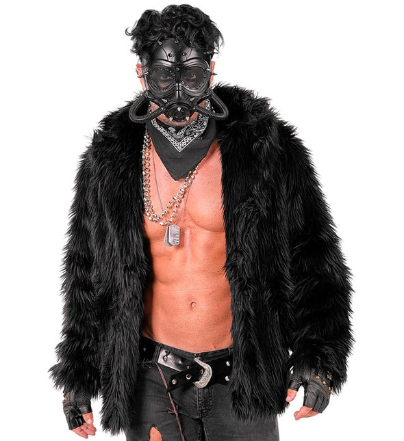 Cappotto di pelliccia in peluche nero